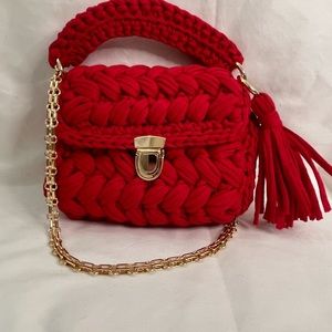 Hand made marshmallow pattern tshirt yarn bag